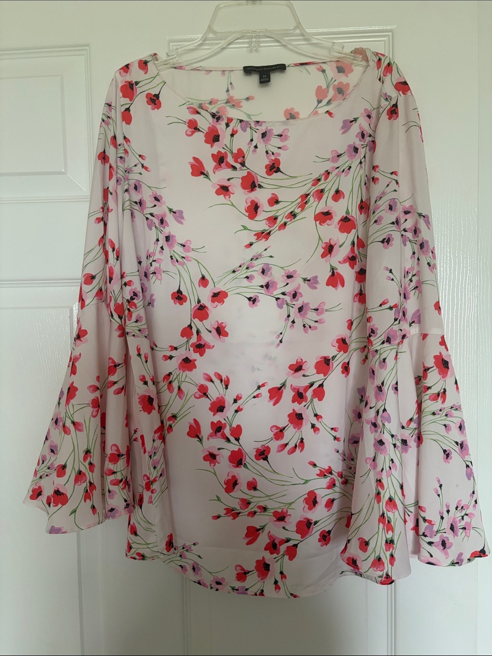 Banana Republic Floral Bell-Sleeve Blouse - Light Pink, Red, Purple